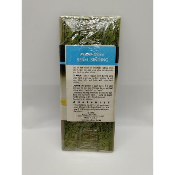 Wrights Seam Binding Flexi-Lace 3 Yds 116 305 - Avocado 43 Sewing Vintage 1976 - Picture 2 of 2